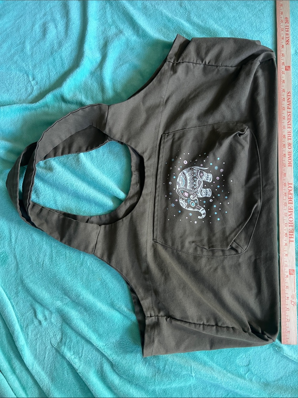 New Wave Supply Co. 100% cotton Canvas Tote Bag with Elephant Pocket